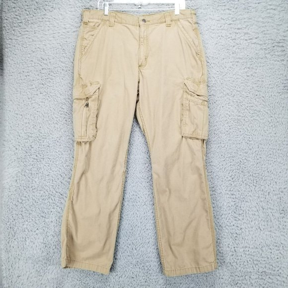 Carhartt Pants Mens 36x32 Tan 100% Cotton Mid Rise Relaxed Fit